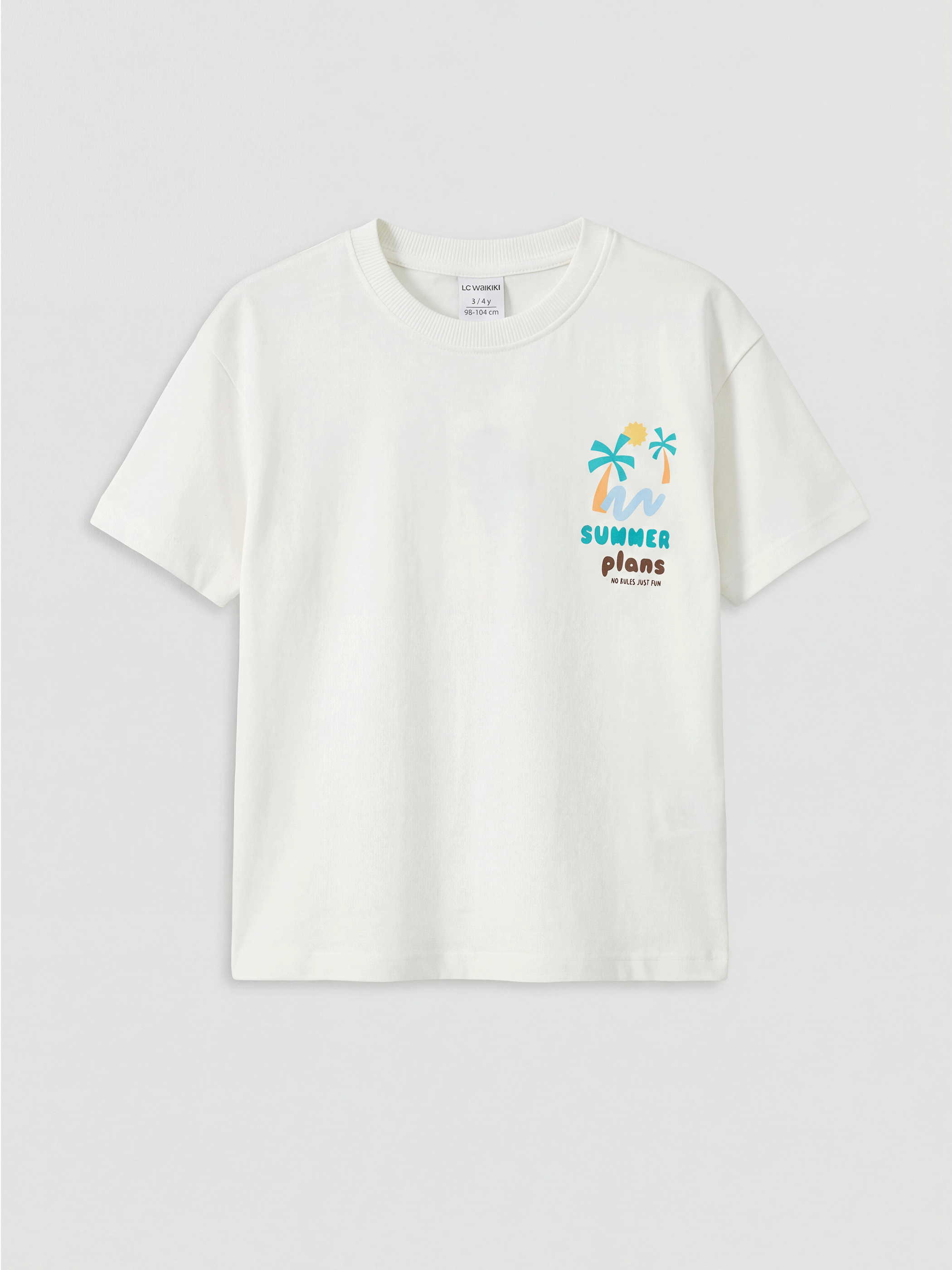 LCW Kids Ekru Baskılı Erkek Çocuk Tişört
