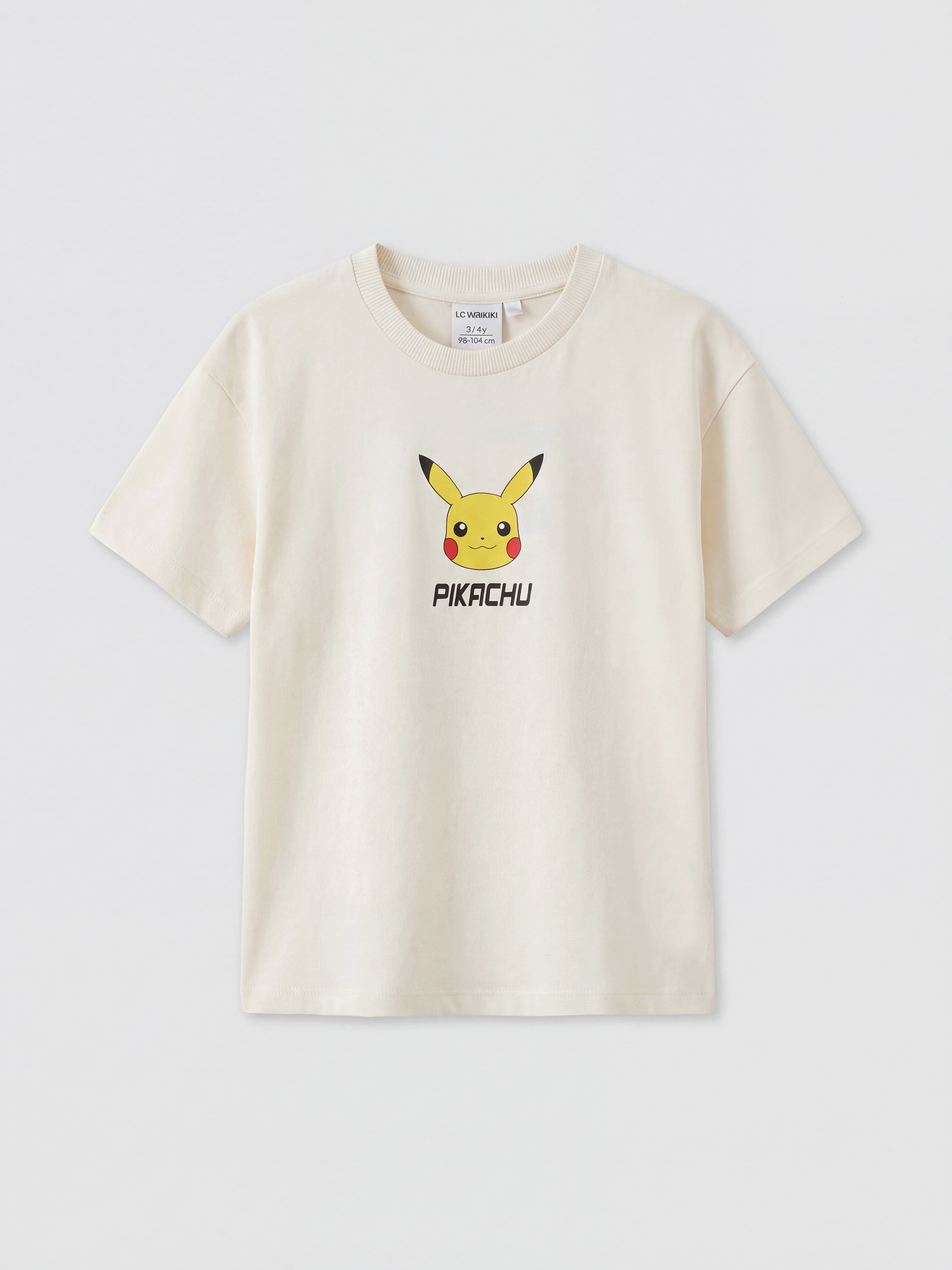 LCW Kids Bej Pikachu Baskılı Erkek Çocuk Tişört