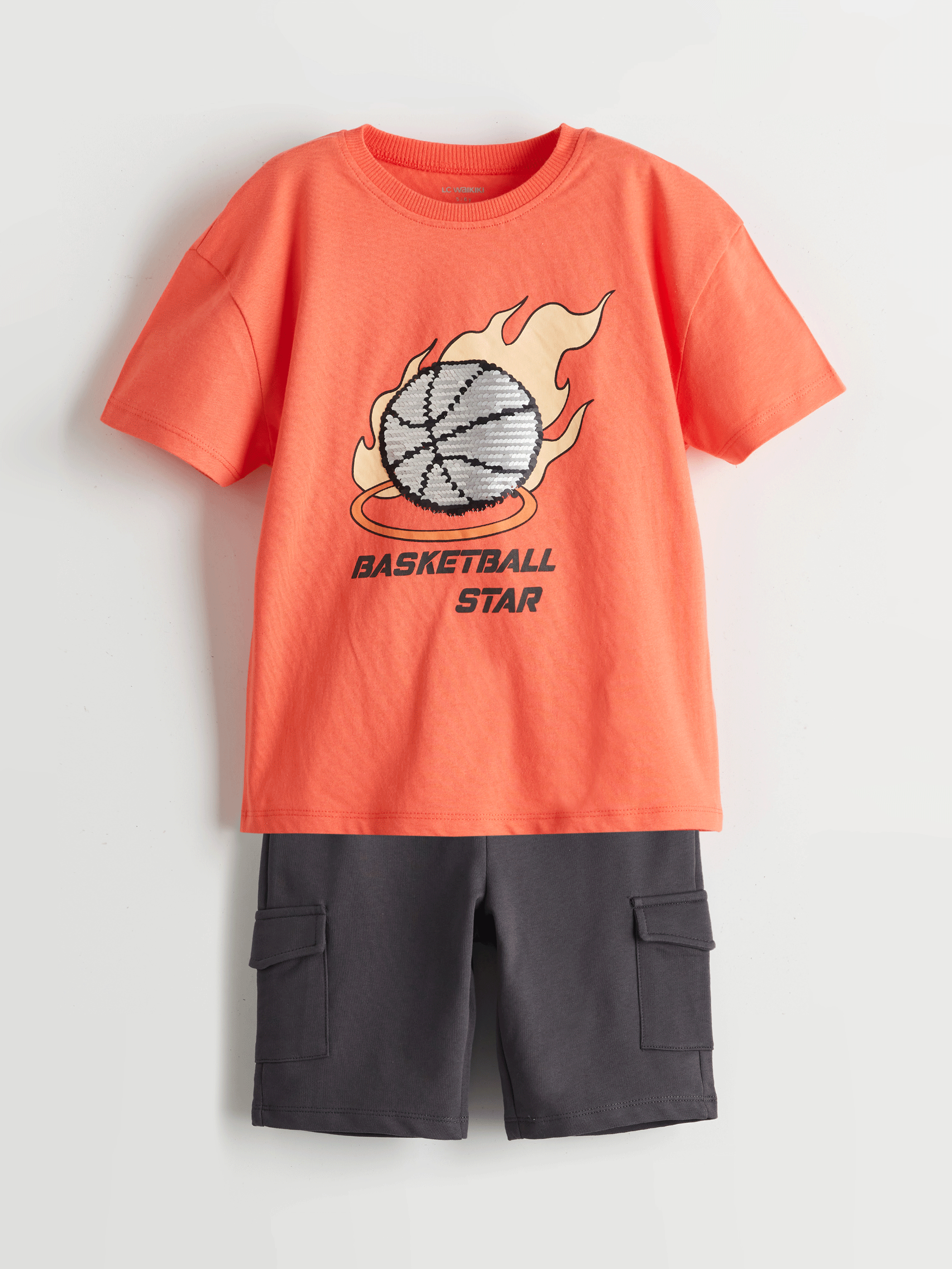 LCW Kids Mercan Baskılı Erkek Çocuk Tişört ve Şort 2li