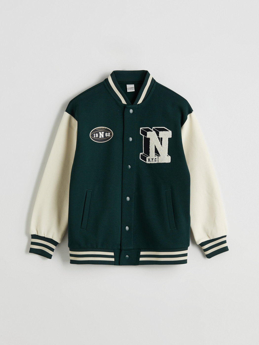 LCW Kids Yeşil New York Baskılı Erkek Çocuk Kolej Ceket