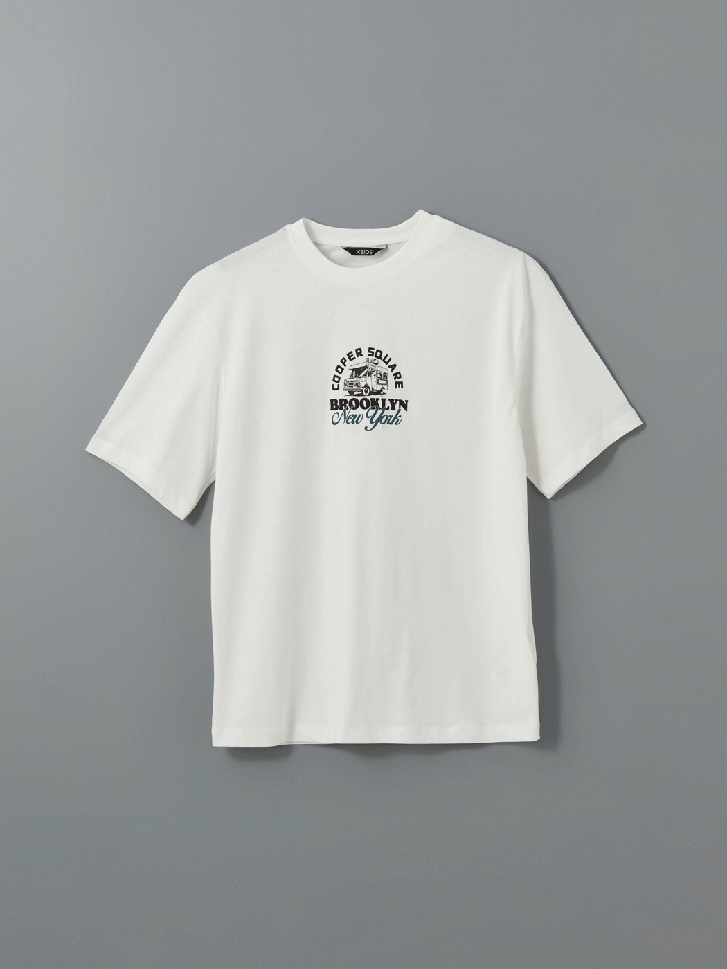 XSIDE Ekru Bisiklet Yaka Kısa Kollu Baskılı Penye Erkek Tişört