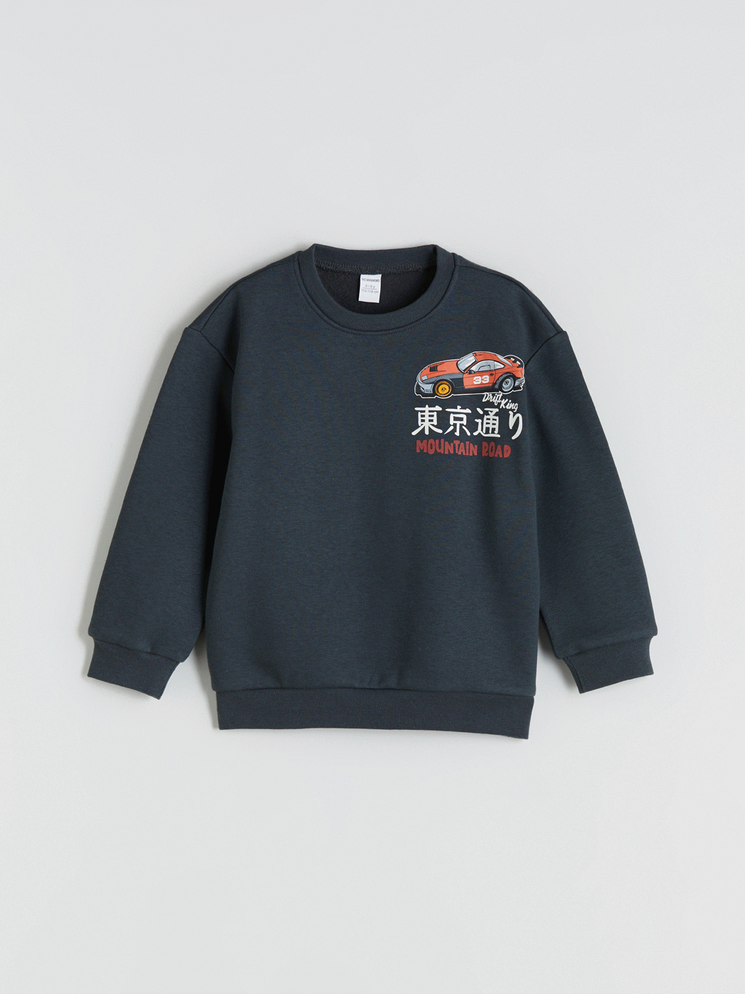 LCW Kids Antrasit Bisiklet Yaka Baskılı Erkek Çocuk Sweatshirt