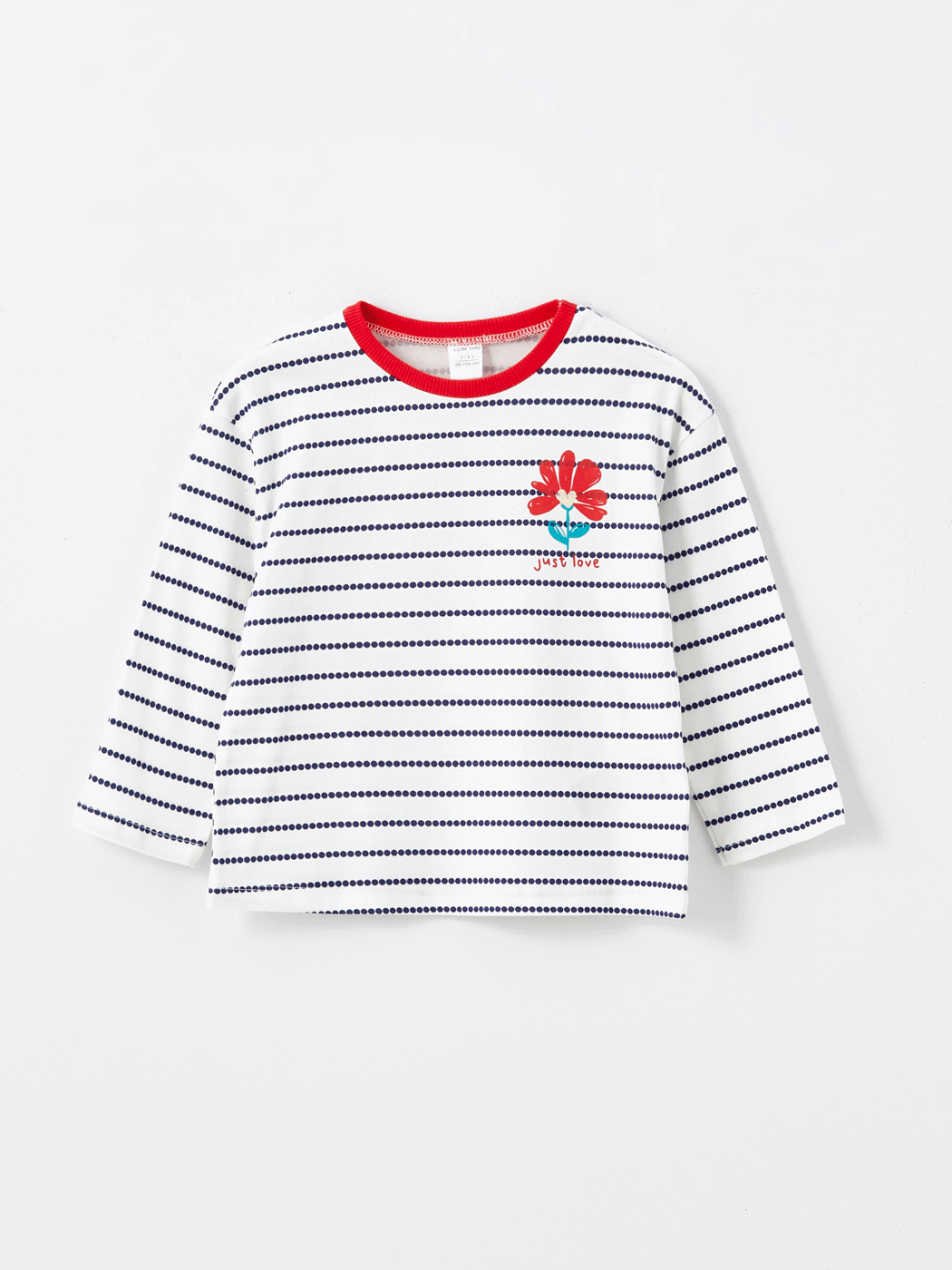 LCW Kids Siyah Bisiklet Yaka Uzun Kollu Çizgili Kız Çocuk Tişört