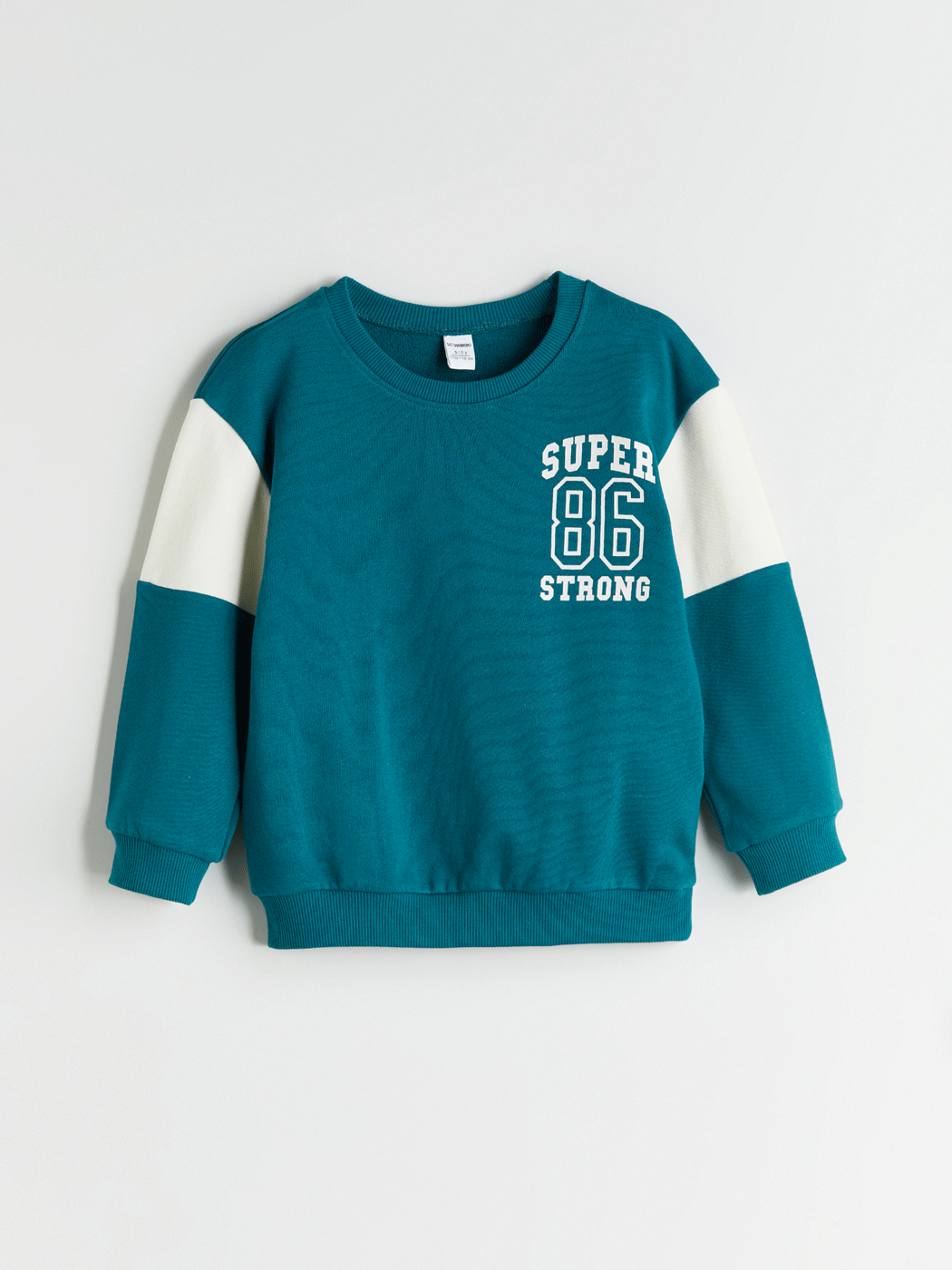 LCW Kids Yeşil Bisiklet Yaka Baskılı Erkek Çocuk Sweatshirt