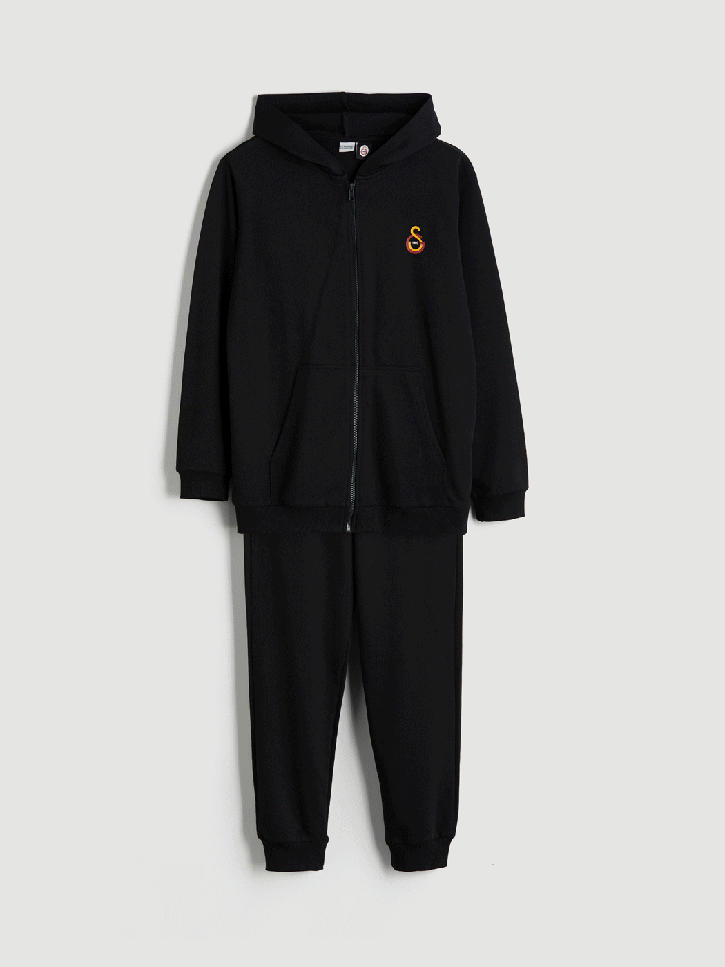 LCW Kids Siyah Kapüşonlu Galatasaray Baskılı Erkek Çocuk Eşofman Takım