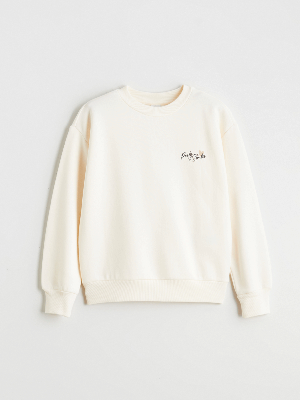 LCW Kids Ekru Sırt Baskılı Kız Çocuk Sweatshirt