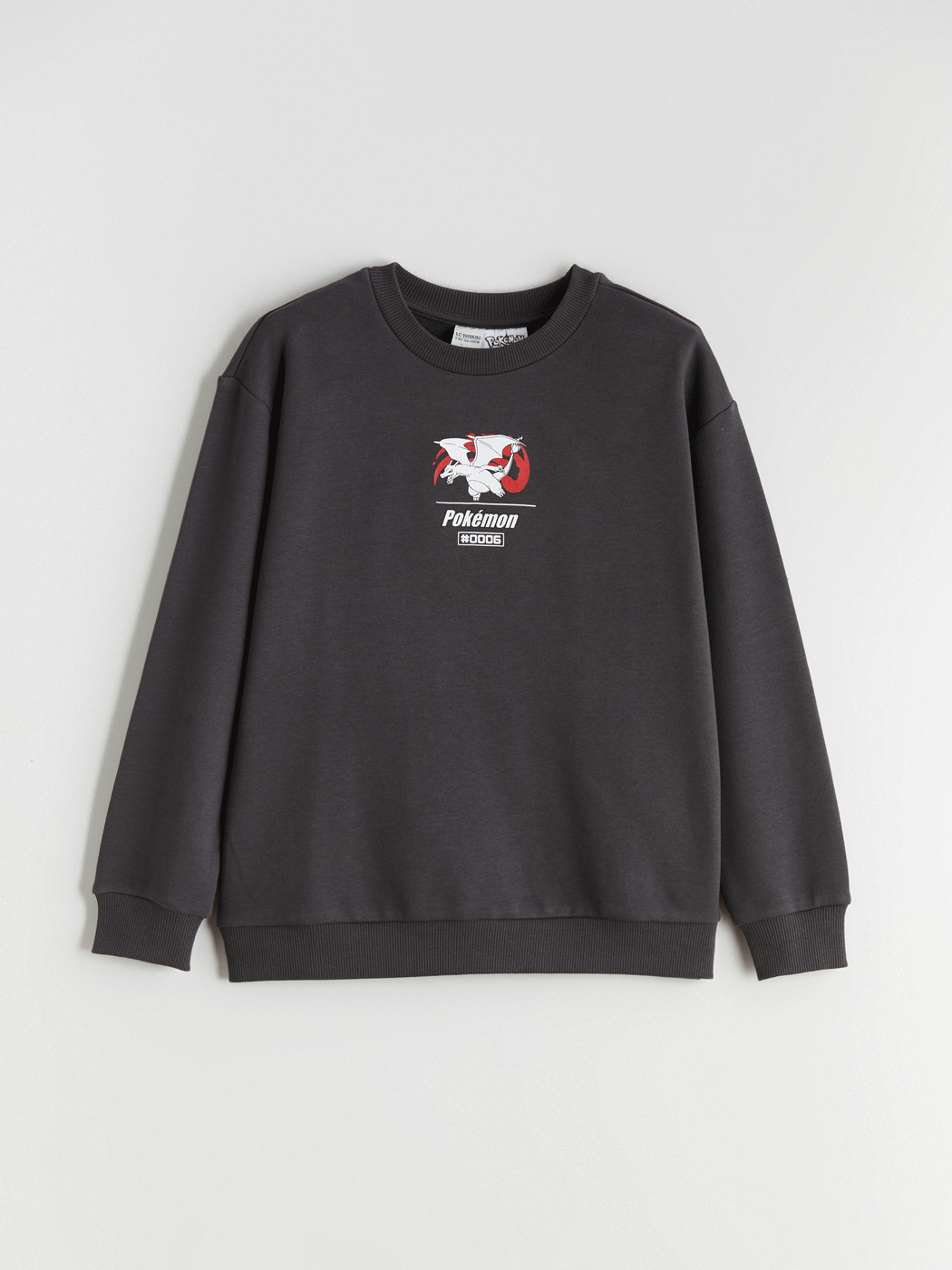 LCW Kids Antrasit Bisiklet Yaka Pokemon Baskılı Erkek Çocuk Sweatshirt