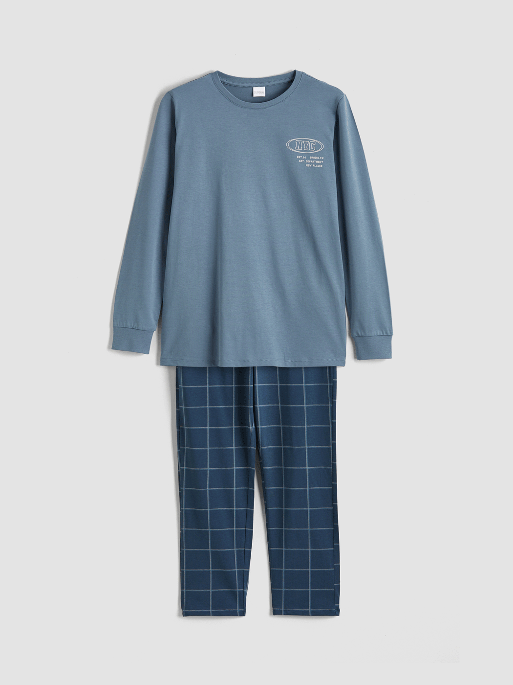 LCW Kids İndigo New York Baskılı Erkek Çocuk Pijama Takımı