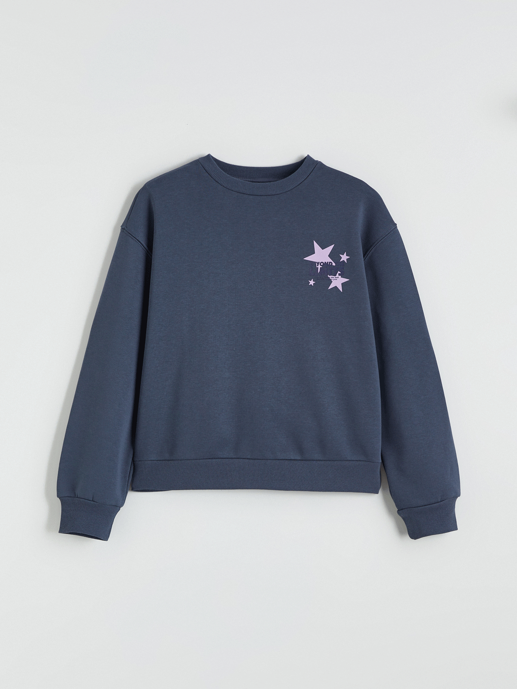 LCW Kids Antrasit Bisiklet Yaka Baskılı Kız Çocuk Kalın Sweatshirt