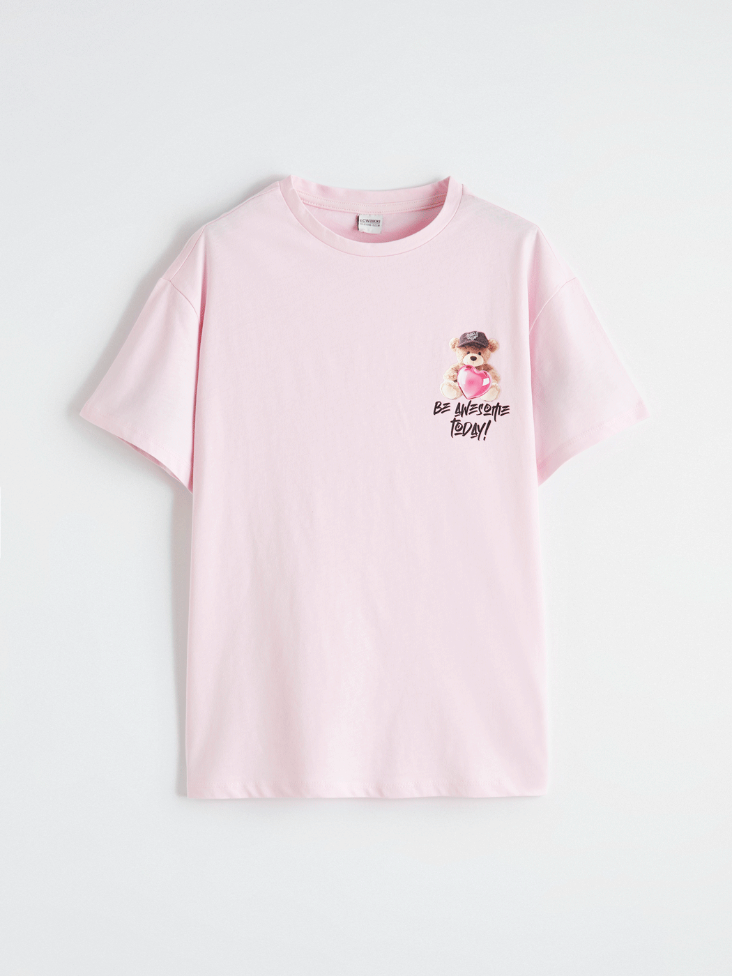 LCW Kids Pembe Bisiklet Yaka Baskılı Kız Çocuk Tişört