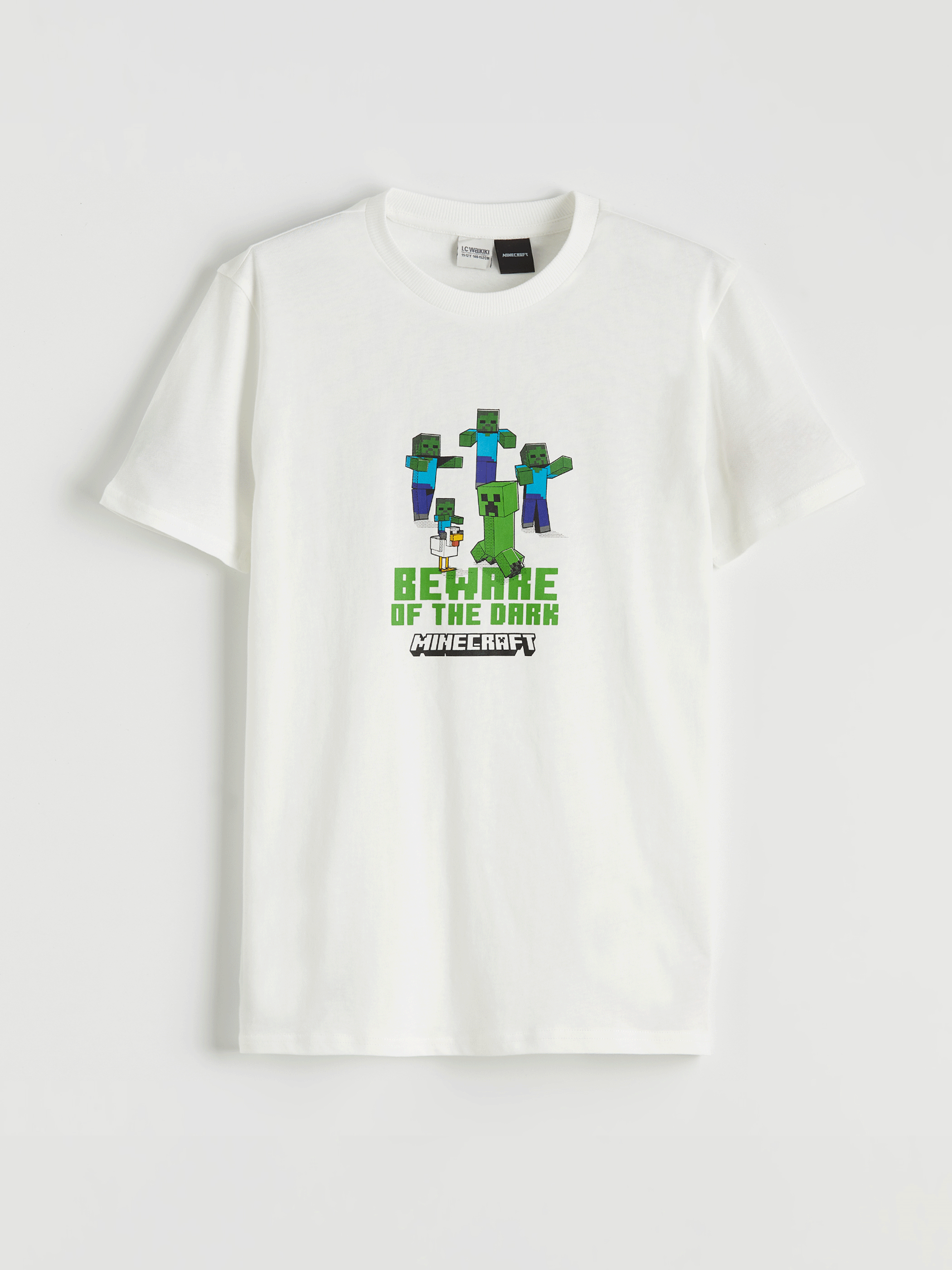 LCW Kids Ekru Minecraft Baskılı Erkek Çocuk Tişört