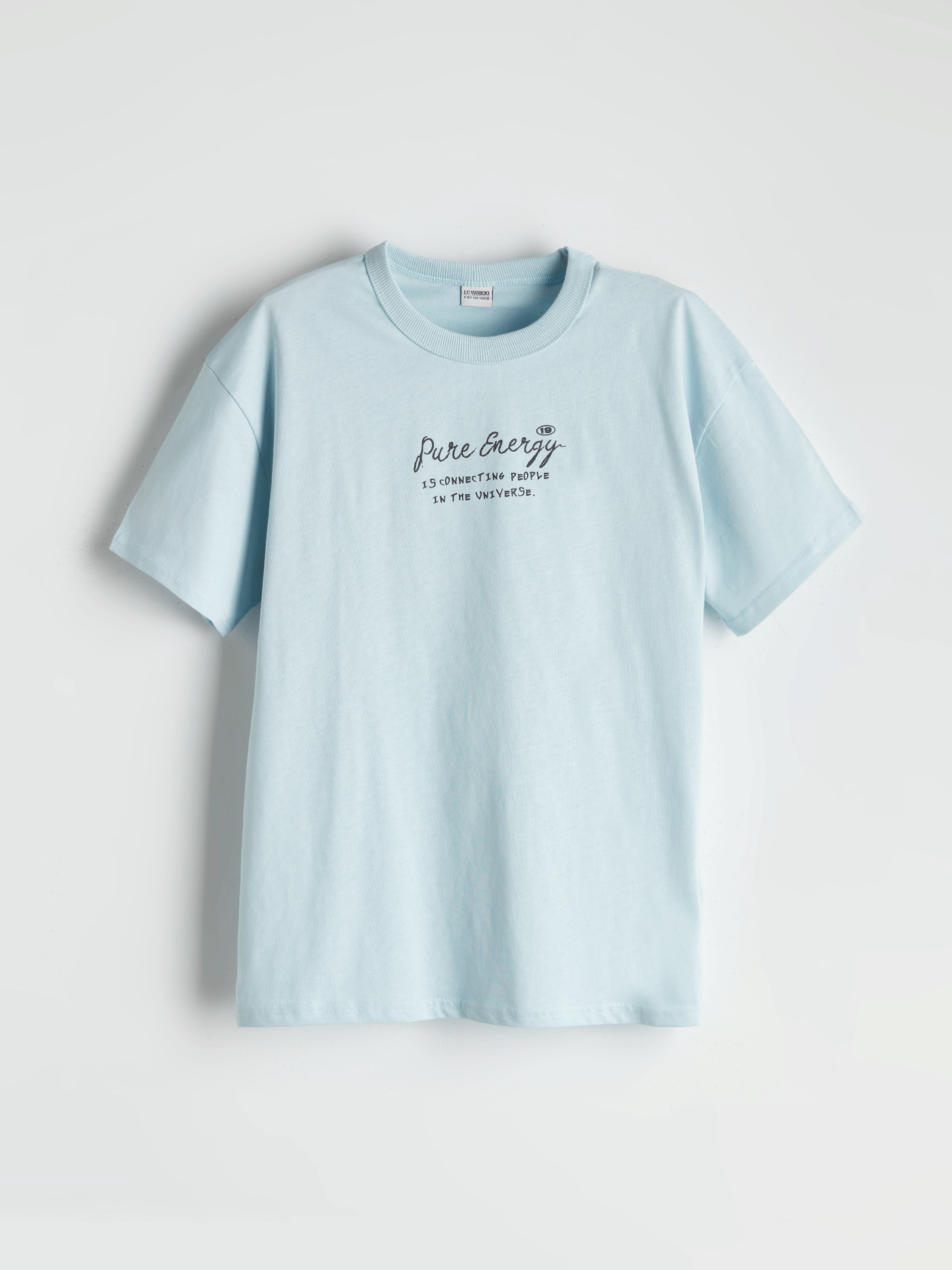 LCW Kids Mavi Bisiklet Yaka Erkek Çocuk Tişört