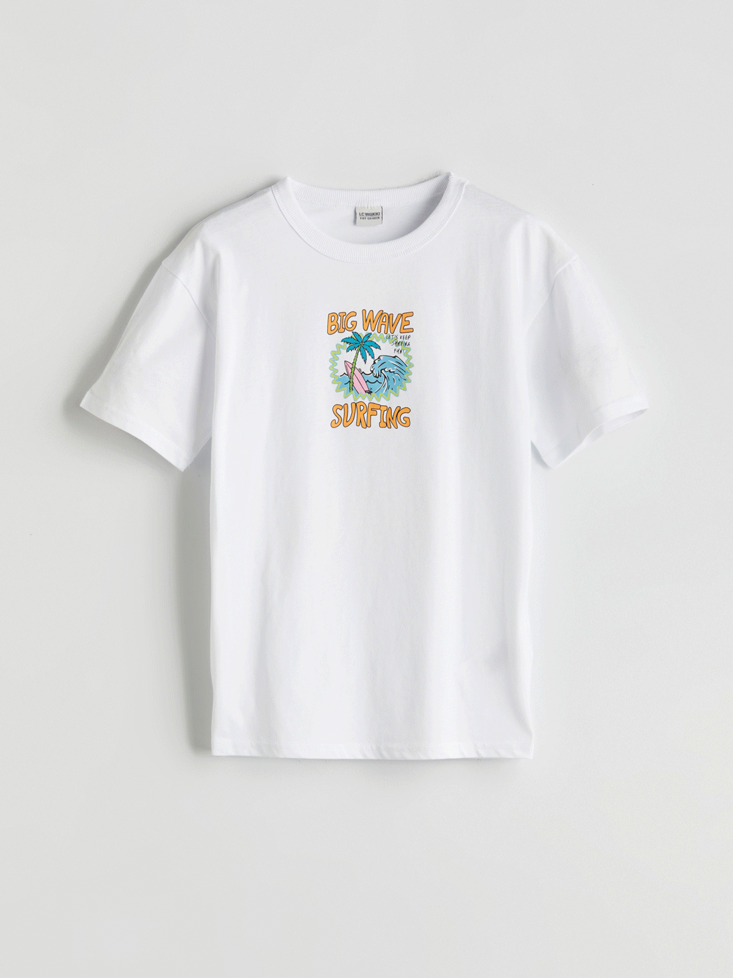 LCW Kids Beyaz Bisiklet Yaka Erkek Çocuk Tişört