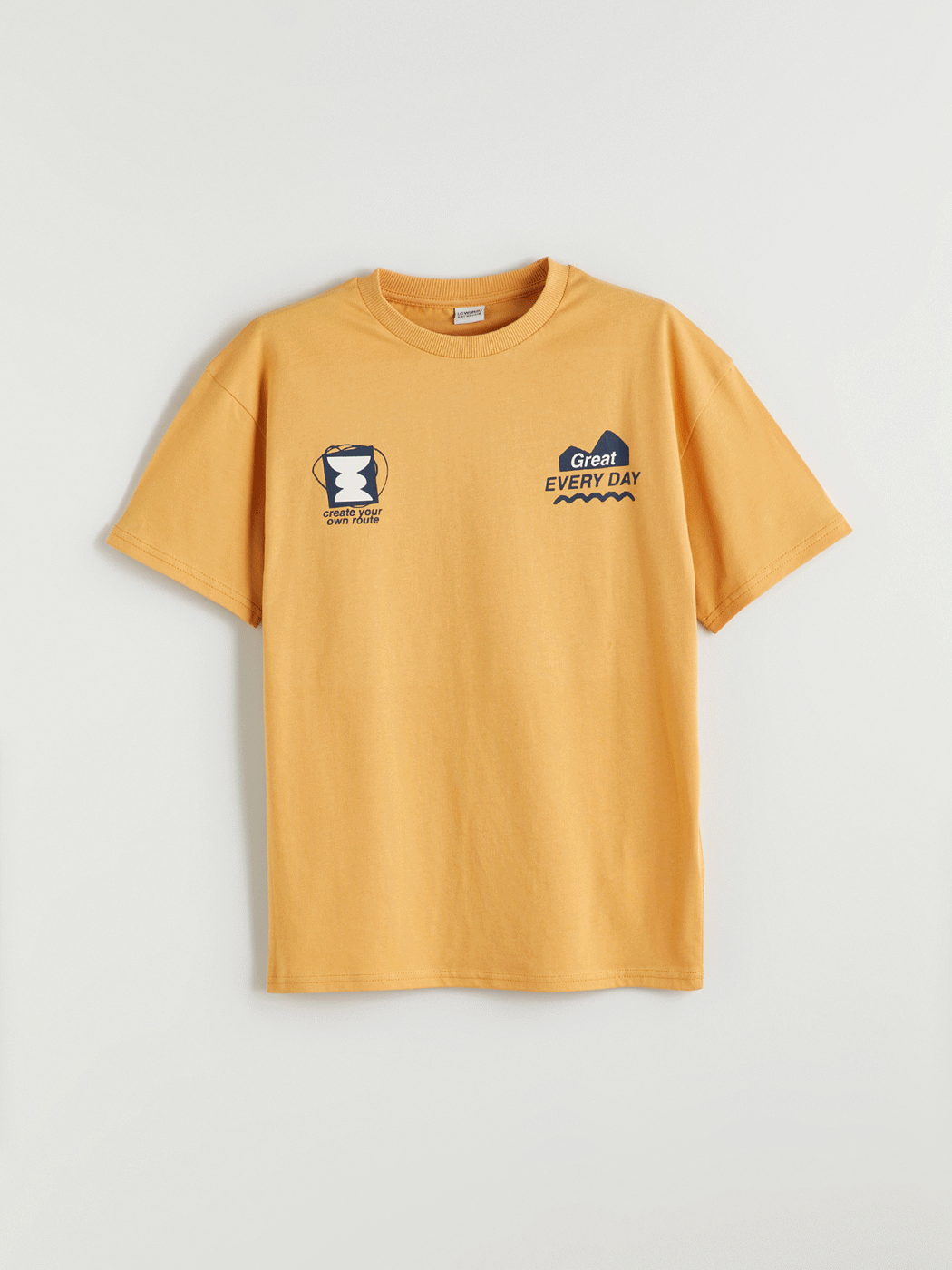 LCW Kids Sarı Bisiklet Yaka Erkek Çocuk Tişört