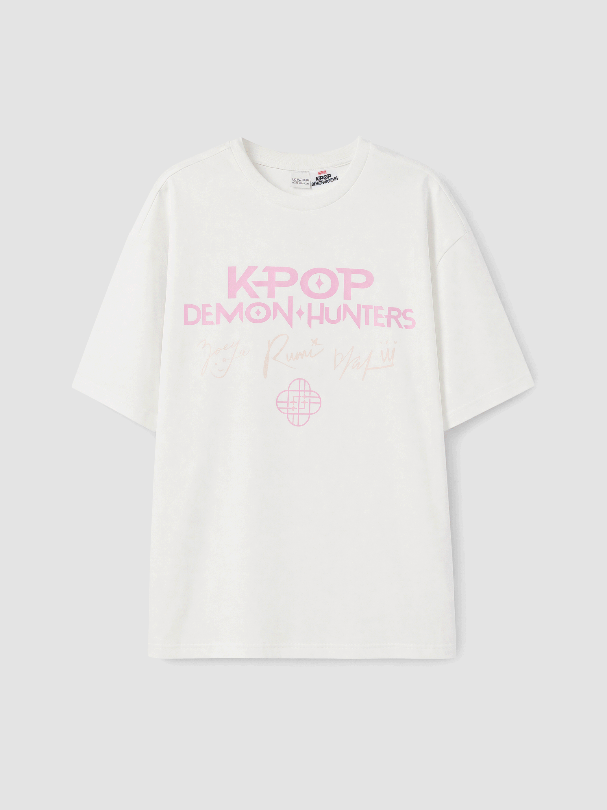 LCW Kids Beyaz K-Pop Demon Hunters Baskılı Kız Çocuk Tişört