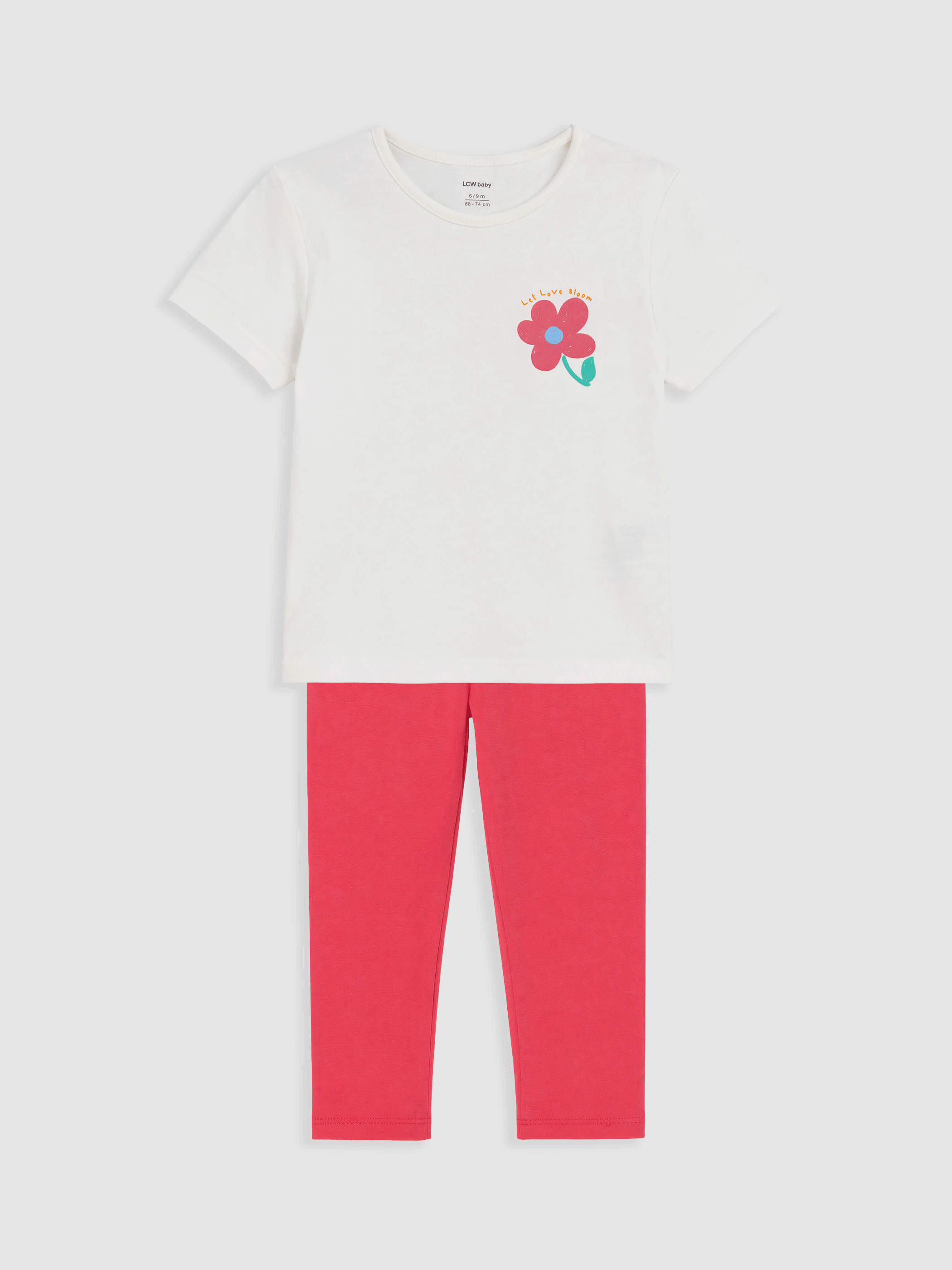 LCW Kids Ekru Çiçekli Kız Çocuk Takım