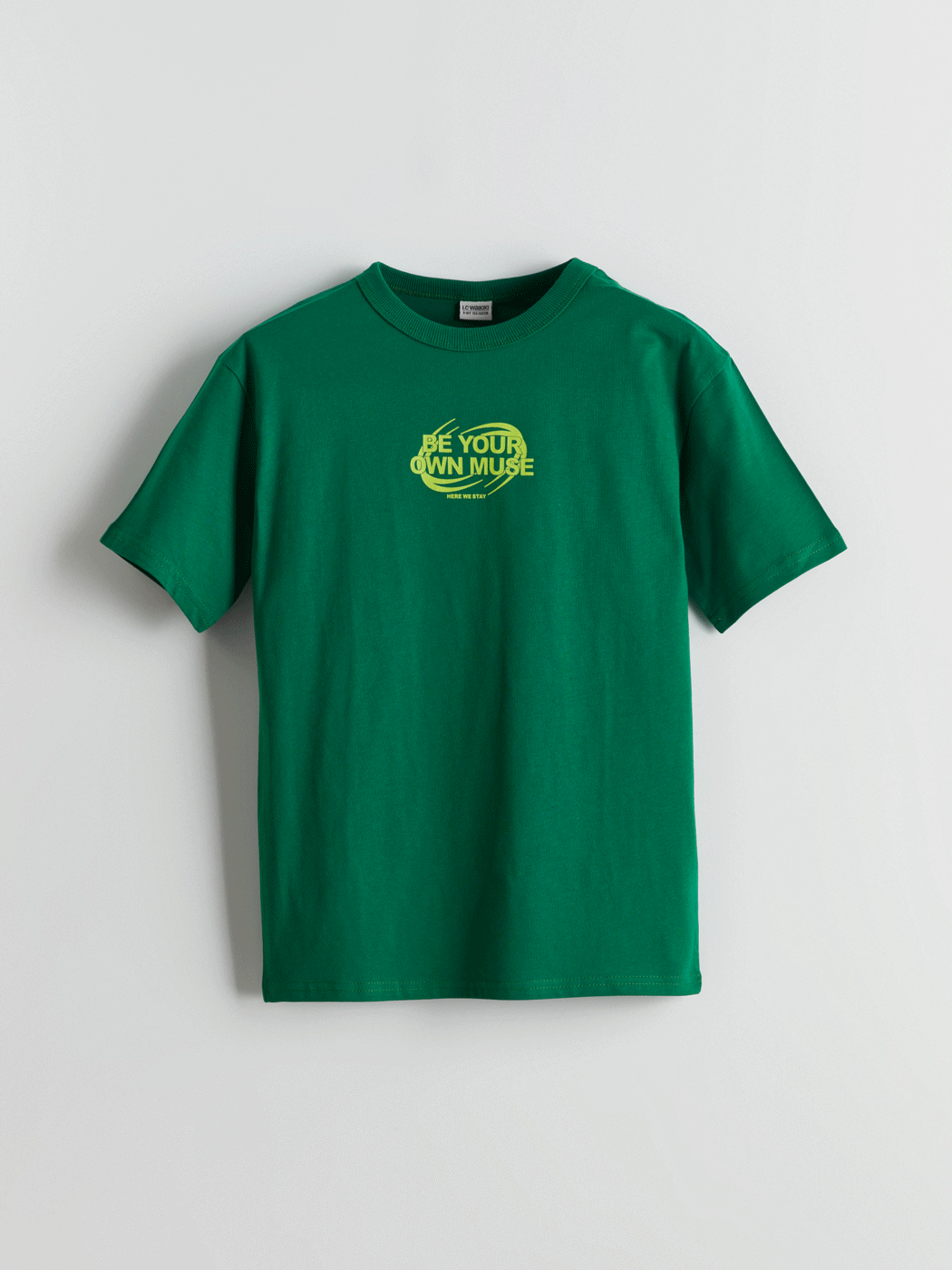 LCW Kids Yeşil Bisiklet Yaka Erkek Çocuk Tişört