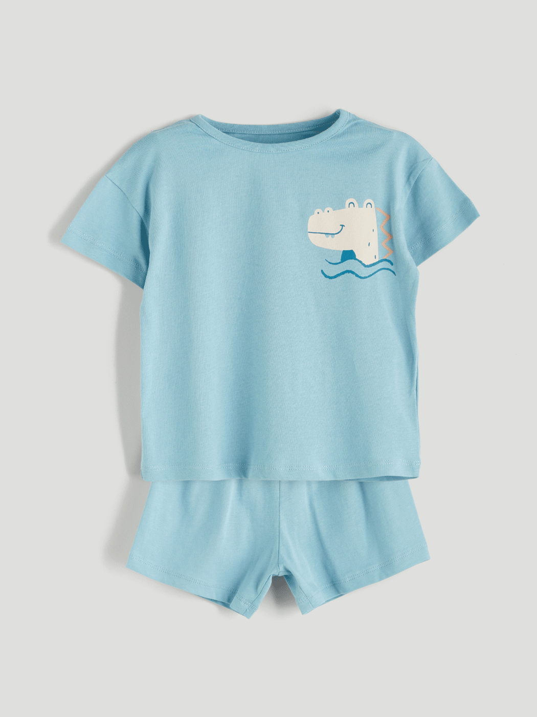 LCW baby Mavi Dinozor Baskılı Erkek Bebek Pijama Takım