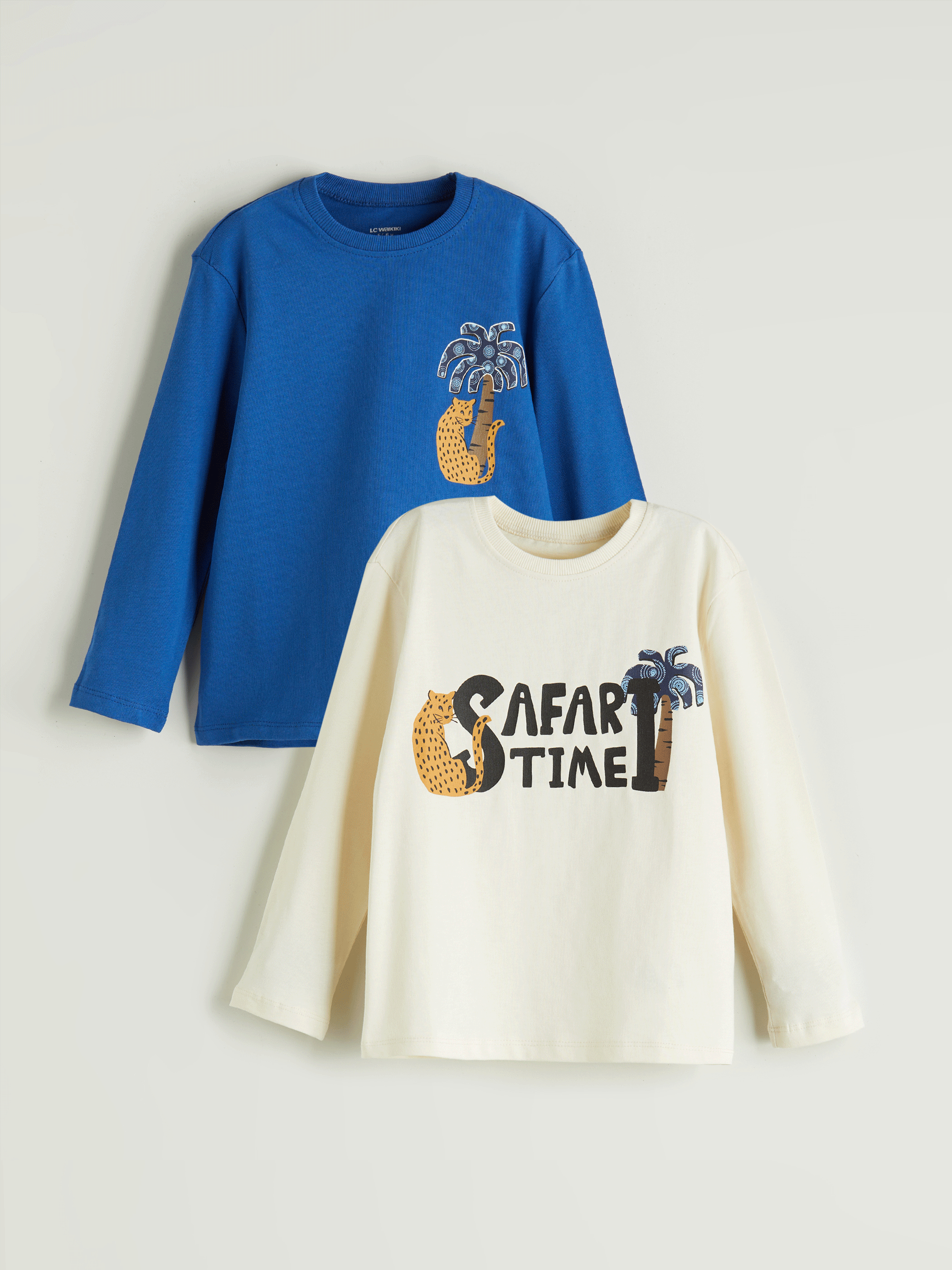 LCW baby Bej Bisiklet Yaka Baskılı Erkek Çocuk Tişört 2li