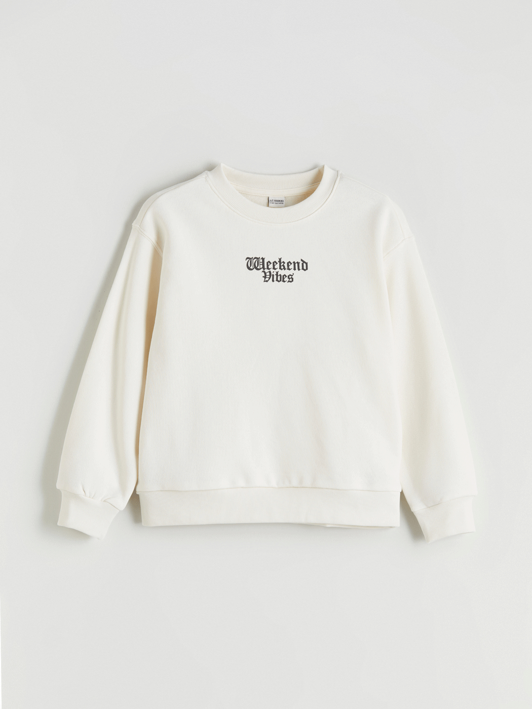LCW Kids Ekru Bisiklet Yaka Kız Çocuk Sweatshirt