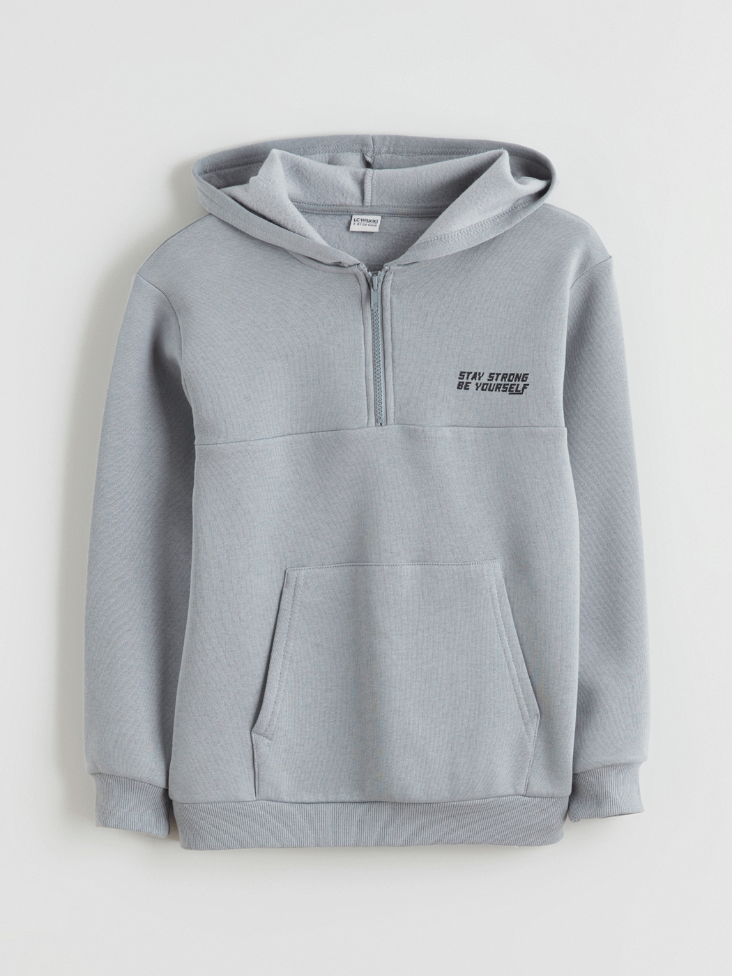 LCW Kids Gri Kapüşonlu Baskılı Erkek Çocuk Sweatshirt