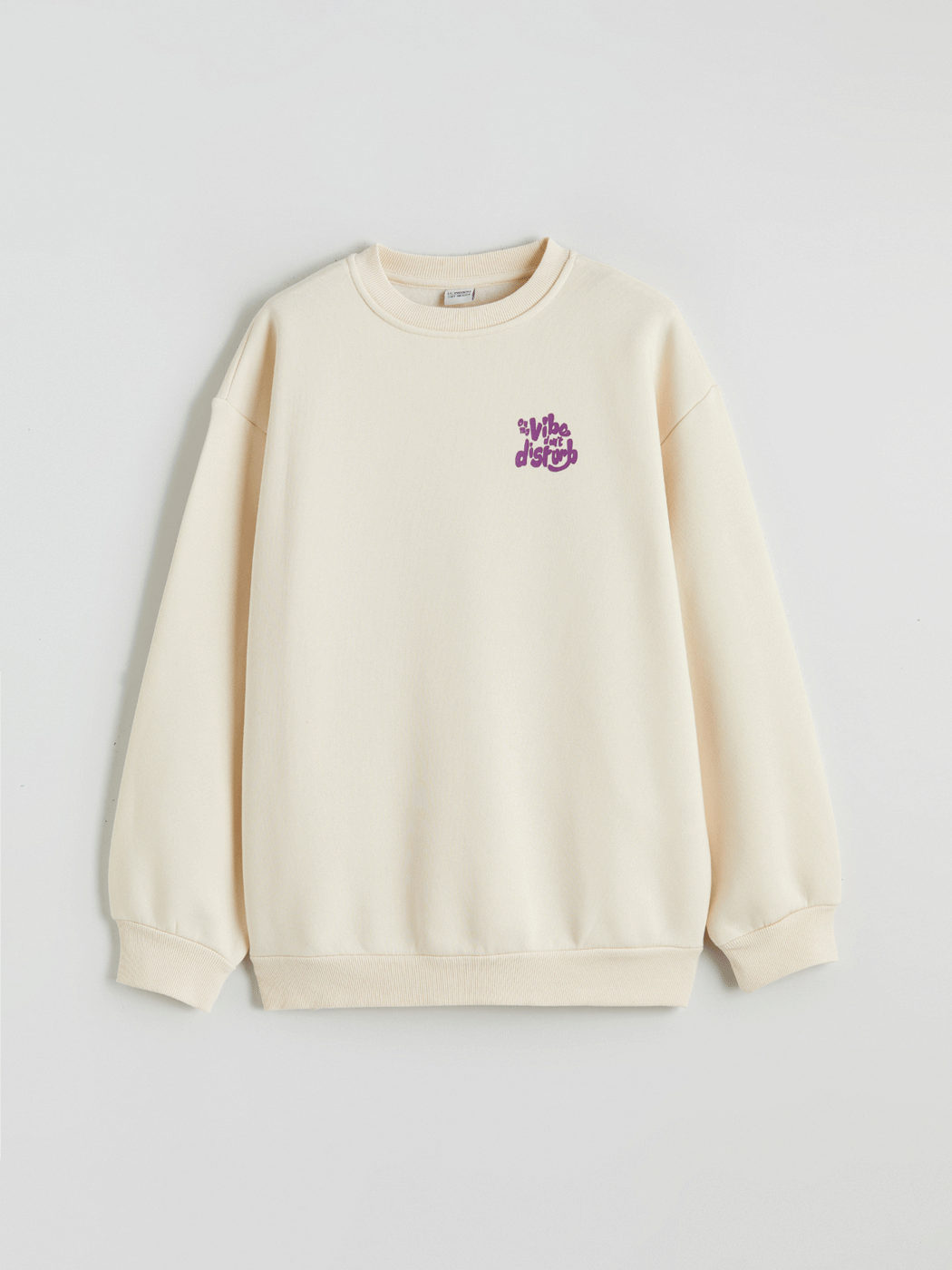 LCW Kids Bej Bisiklet Yaka Baskılı Kız Çocuk Kalın Sweatshirt