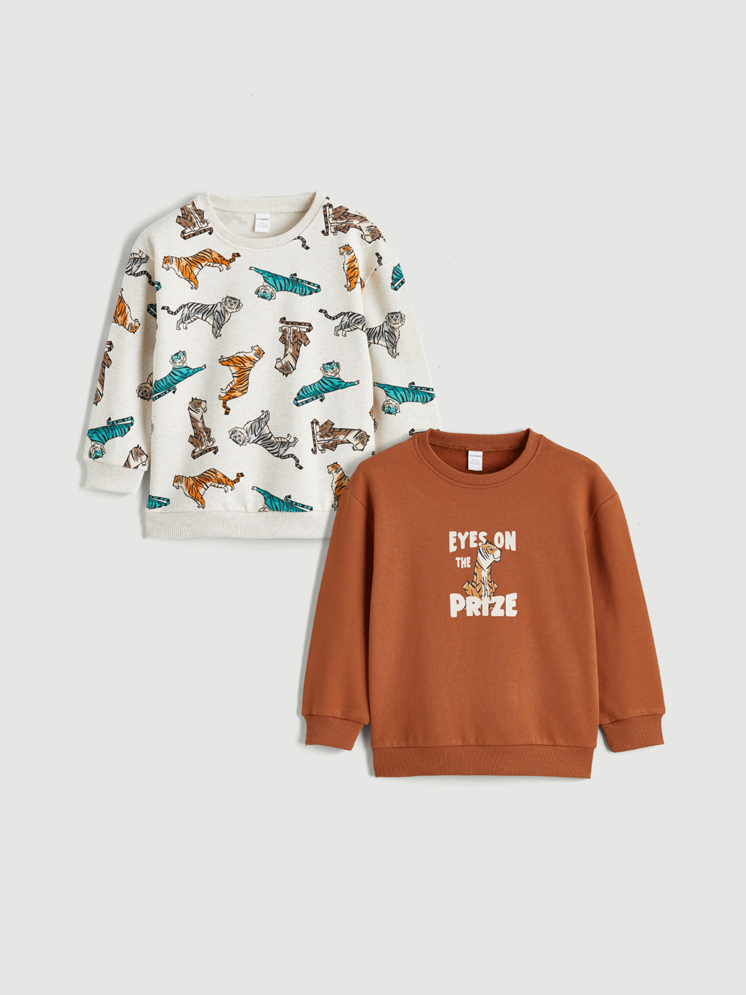 LCW Kids Turuncu Kaplan Baskılı Erkek Çocuk Kalın Sweatshirt 2li