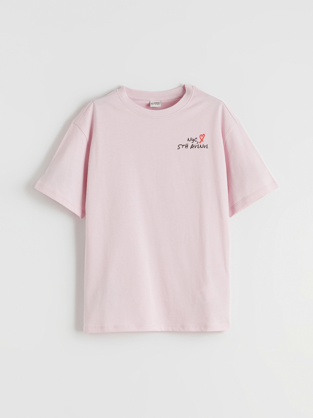 LCW Kids Pembe NYC Yazı Baskılı Kız Çocuk Tişört