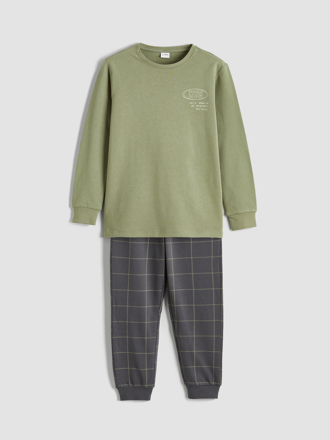 LCW Kids Yeşil New York Baskılı Erkek Çocuk Pijama Takımı