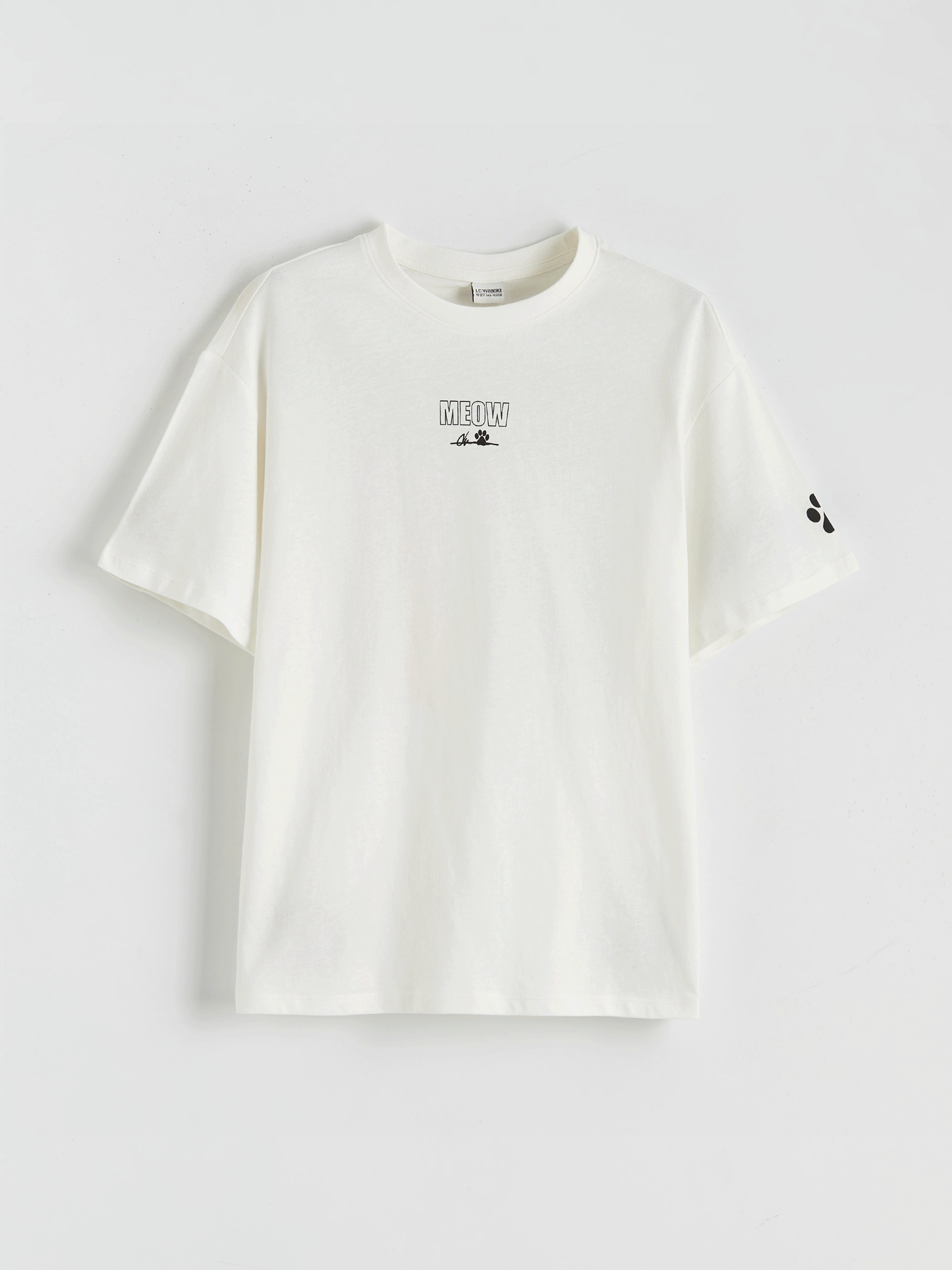 LCW Kids Ekru Baskılı Kız Çocuk Tişört