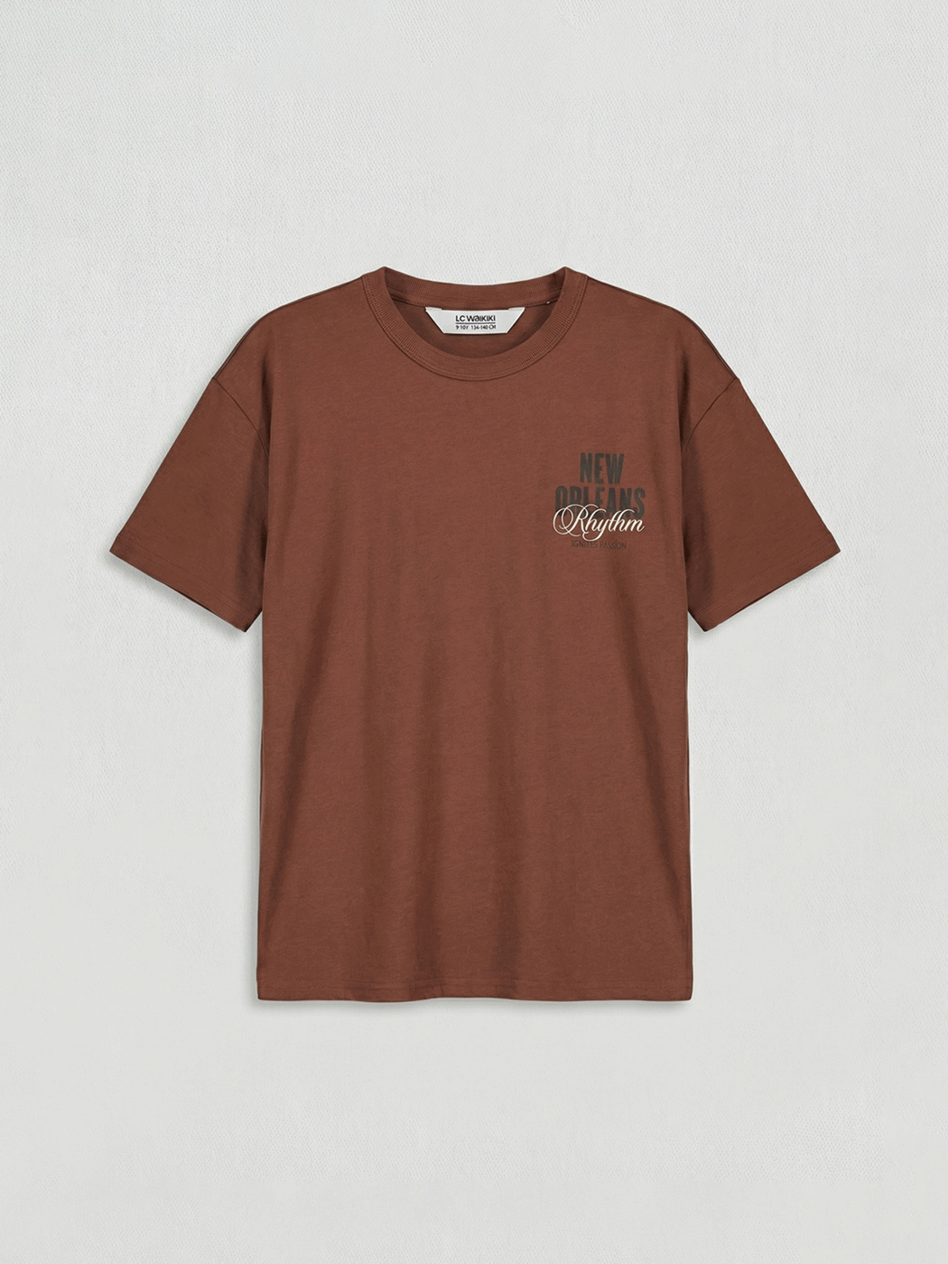 LCW Kids Kahverengi Baskılı Erkek Çocuk Tişört