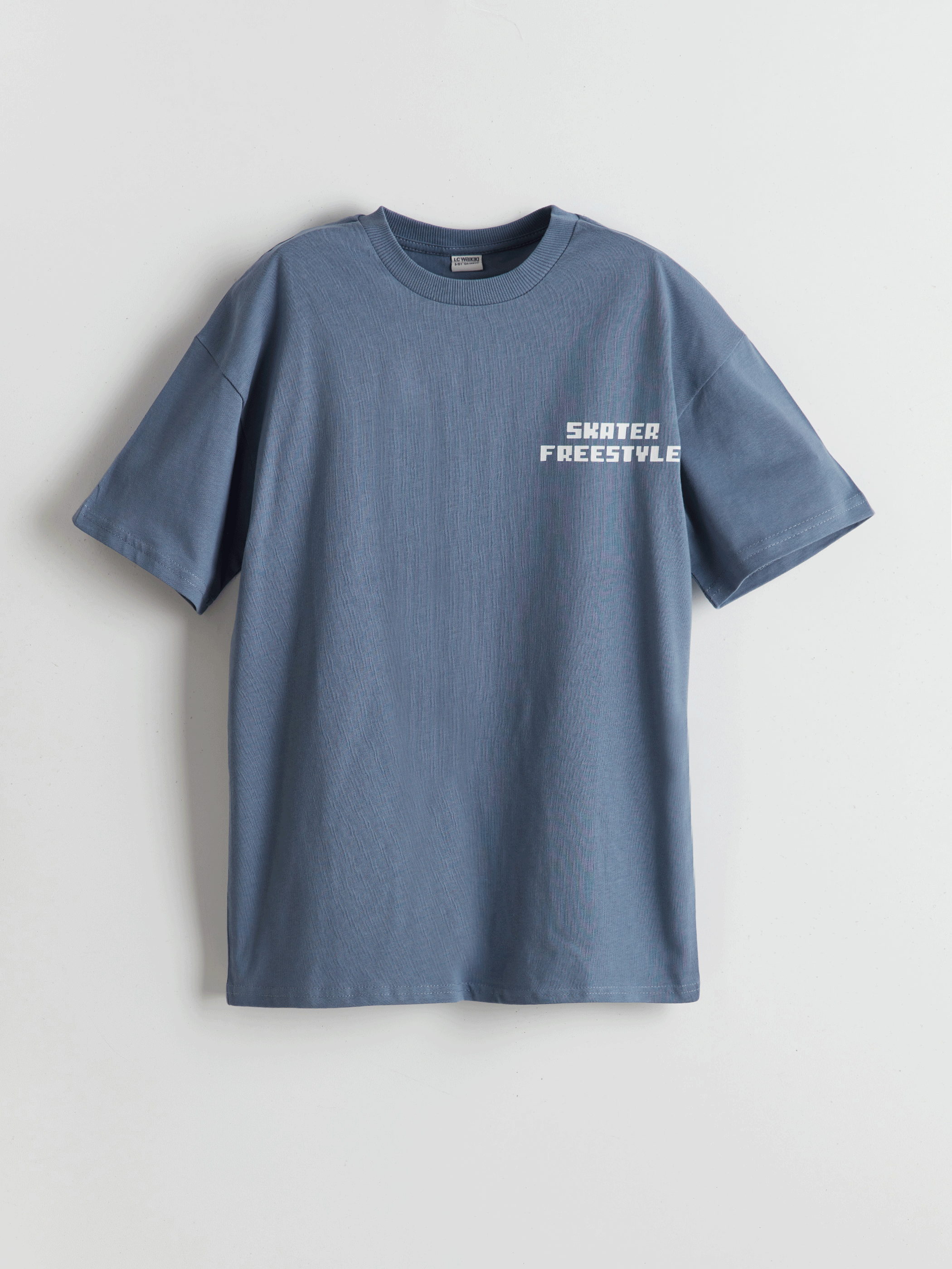 LCW Kids Mavi Bisiklet Yaka Erkek Çocuk Tişört