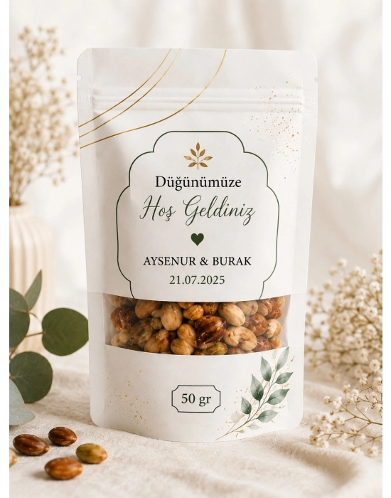 50 Gr Özel Baskılı Doypack Kuruyemiş Paketi | Düğün, Kına, Sünnet, Nişan ve Organizasyon Hediyeliği