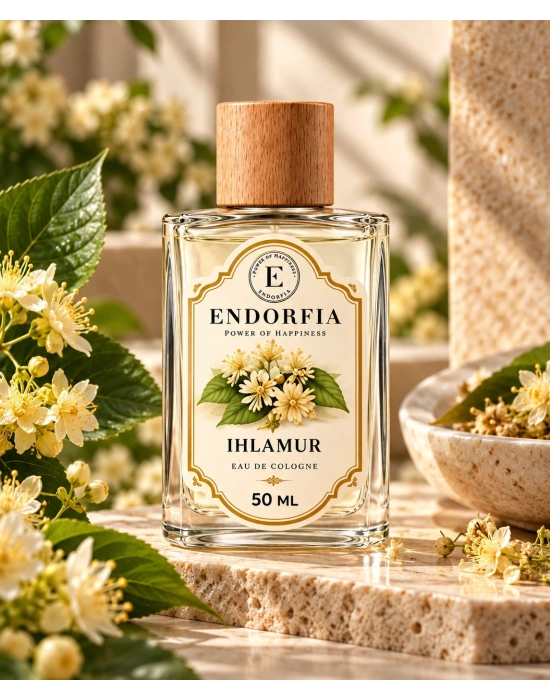 50 ML Ihlamur Cam Şişe Ahşap Kapak Kolonya