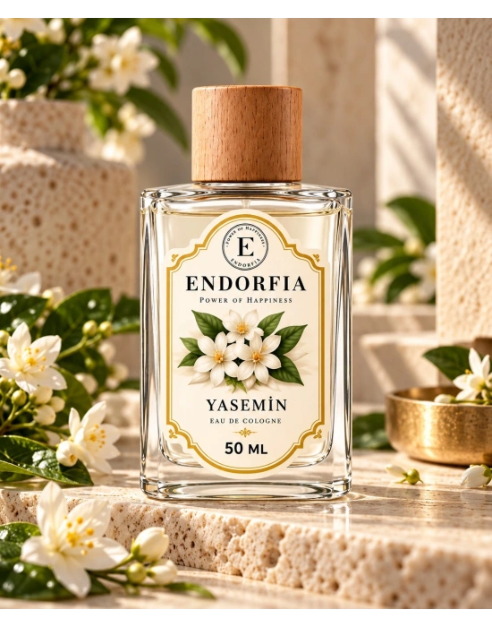 50 ML Yasemin Cam Şişe Ahşap Kapak Kolonya