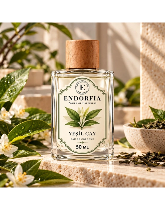 50 Ml Yeşilçay Cam Şişe Ahşap Kapak Kolonya