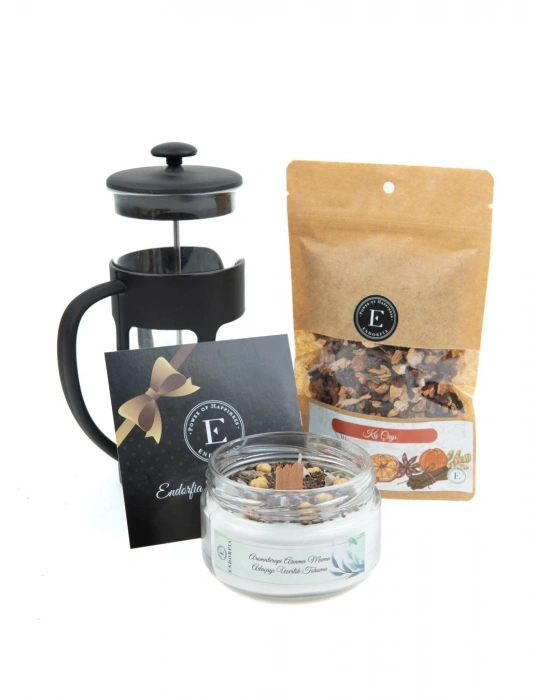 500 Ml French Press - Kış Çayı - Aromaterapi Arınma Mumu Adaçayı Üzerlik Tohumu