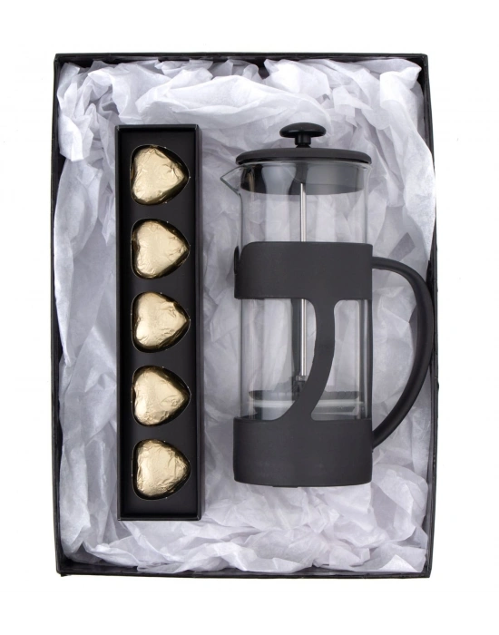 500 Ml French press ve  Single Slim Fıstıklı Kalp Çikolata Gold