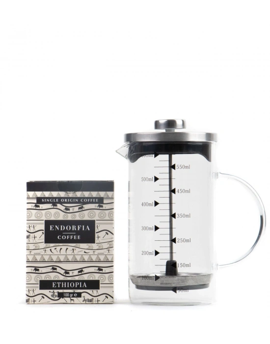 Borosilikat 600 Ml French Press ve 100 gr Etiyopya Kahve