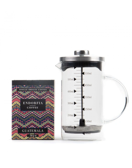 Borosilikat 600 Ml French Press ve 100 gr Guatemala Kahve