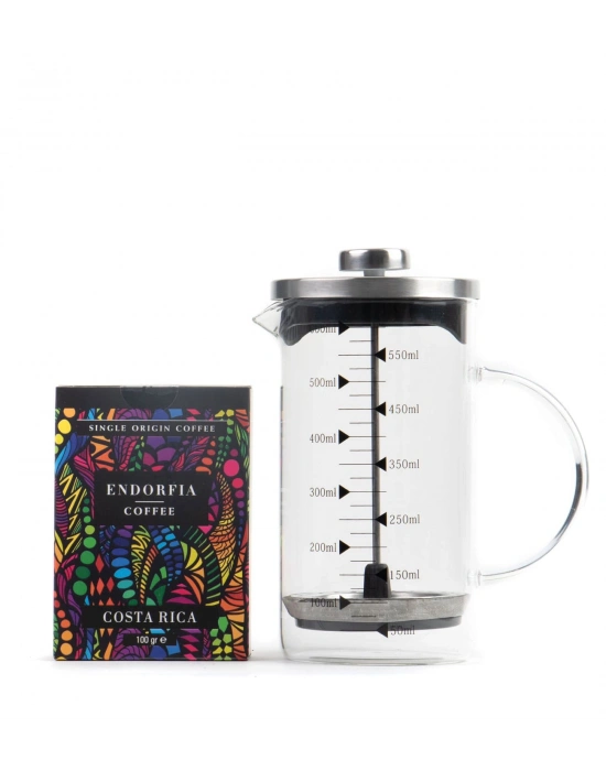 Borosilikat 600 Ml French Press ve 100 gr Kostarika Kahve