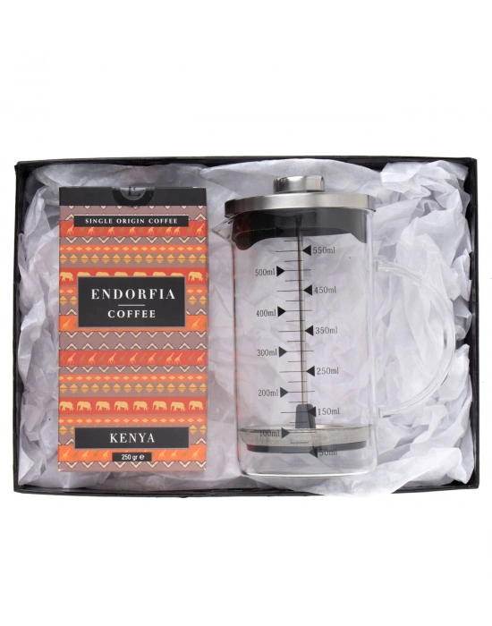 Borosilikat 600 Ml French Press ve 250 gr Kenya Kahve
