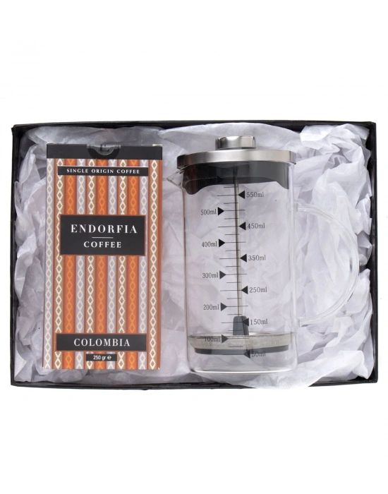 Borosilikat 600 Ml French Press ve 250 gr Kolombia Kahve