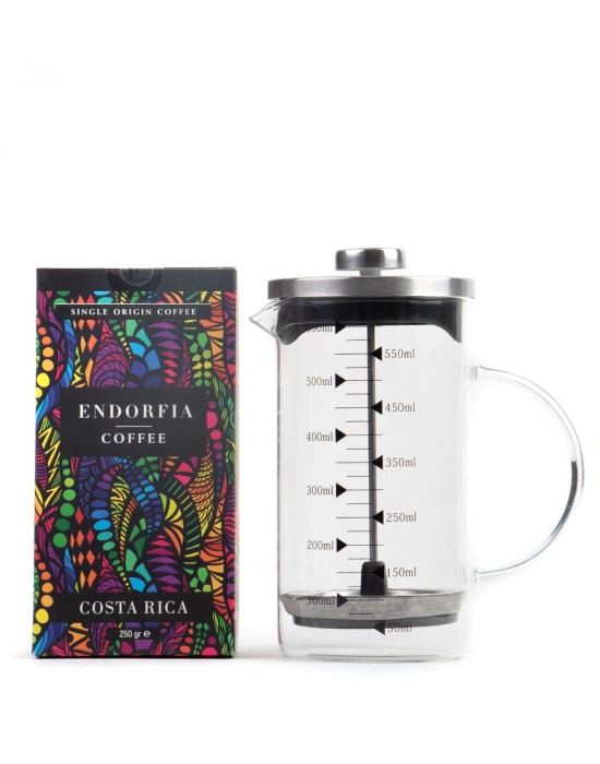 Borosilikat 600 Ml French Press ve 250 gr Kostarika Kahve