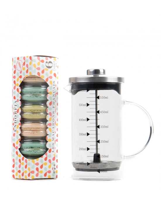 Borosilikat 600 Ml French Press ve B1 Makaron