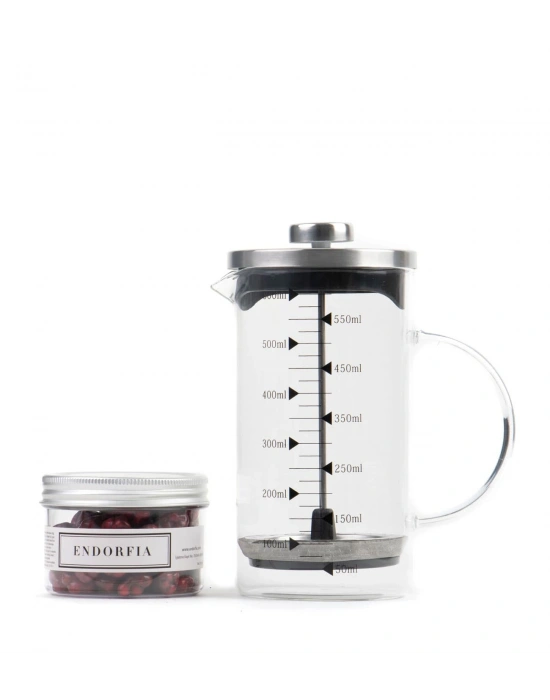 Borosilikat 600 Ml French Press ve Böğürtlen Draje