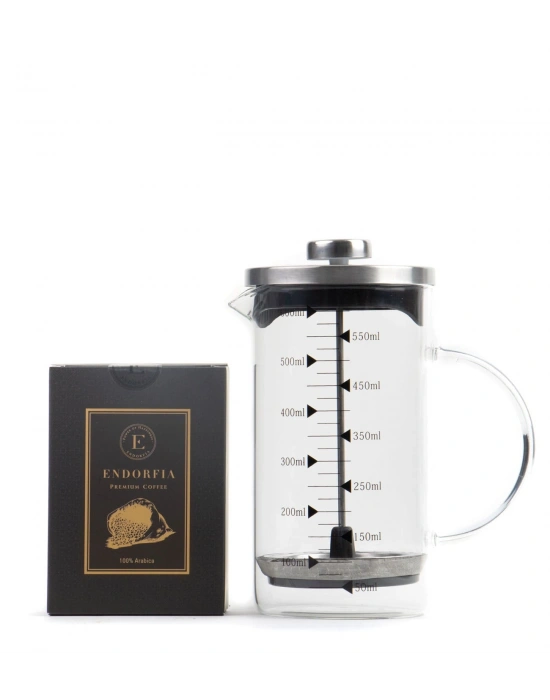 Borosilikat 600 Ml French Press ve Filtre Kahve Siyah