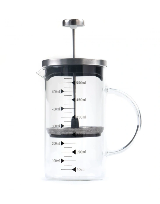 Borosilikat 600 Ml French Press ve  Single Slim Fıstıklı Kalp Çikolata Siyah