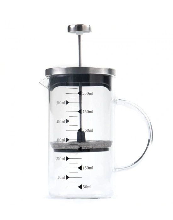 Borosilikat 600 Ml French press ve Single Slim Gül Yapraklı Lokum Siyah