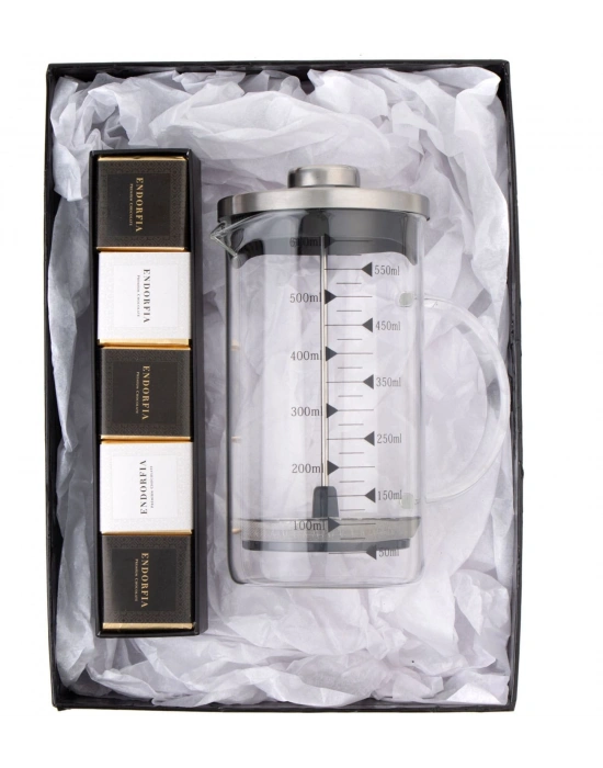Borosilikat 600 Ml French Press ve Single Slim Mix Madlen Gold